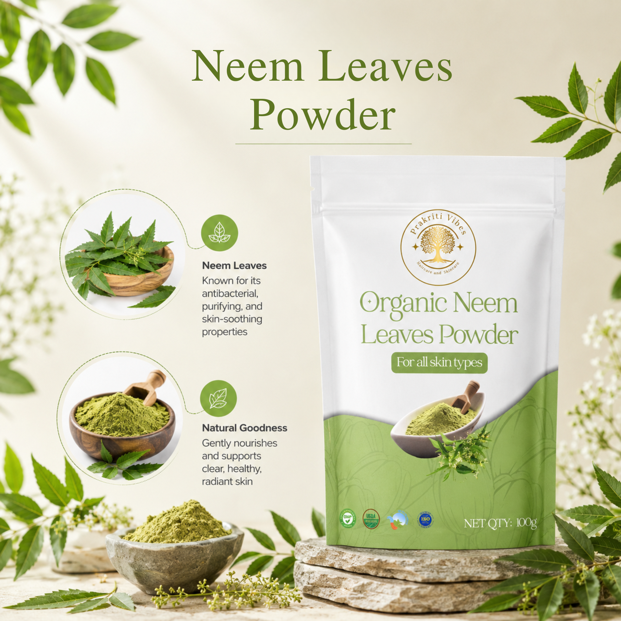 Organic Neem Powder - 100 gm