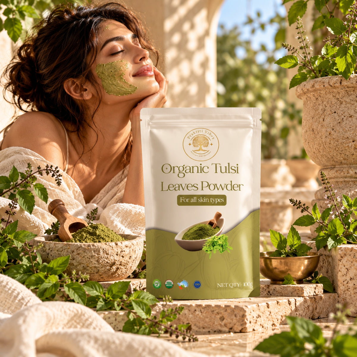 Organic Tulsi Leaves Powder - 100gm