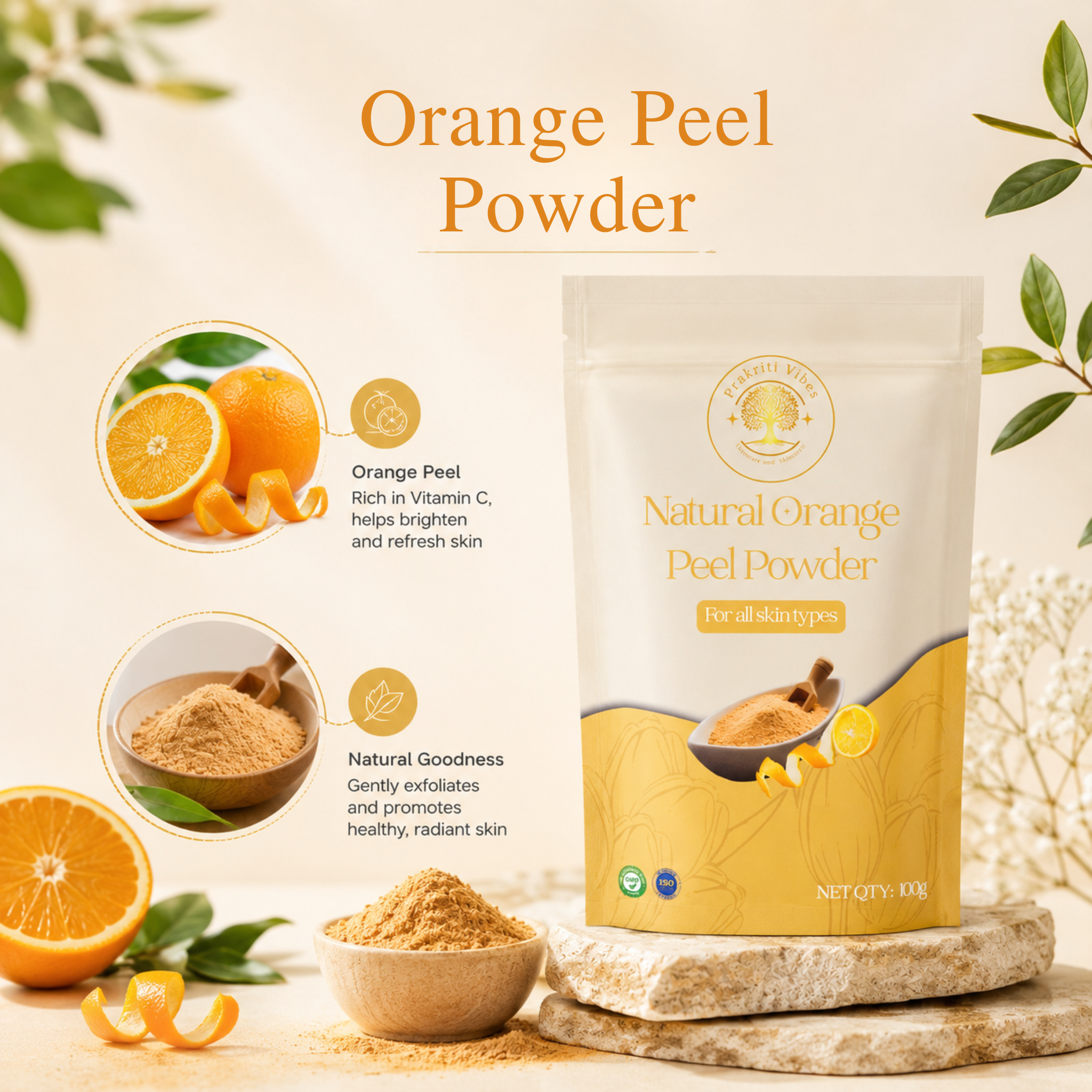 Natural Orange Peel Powder - 100gm