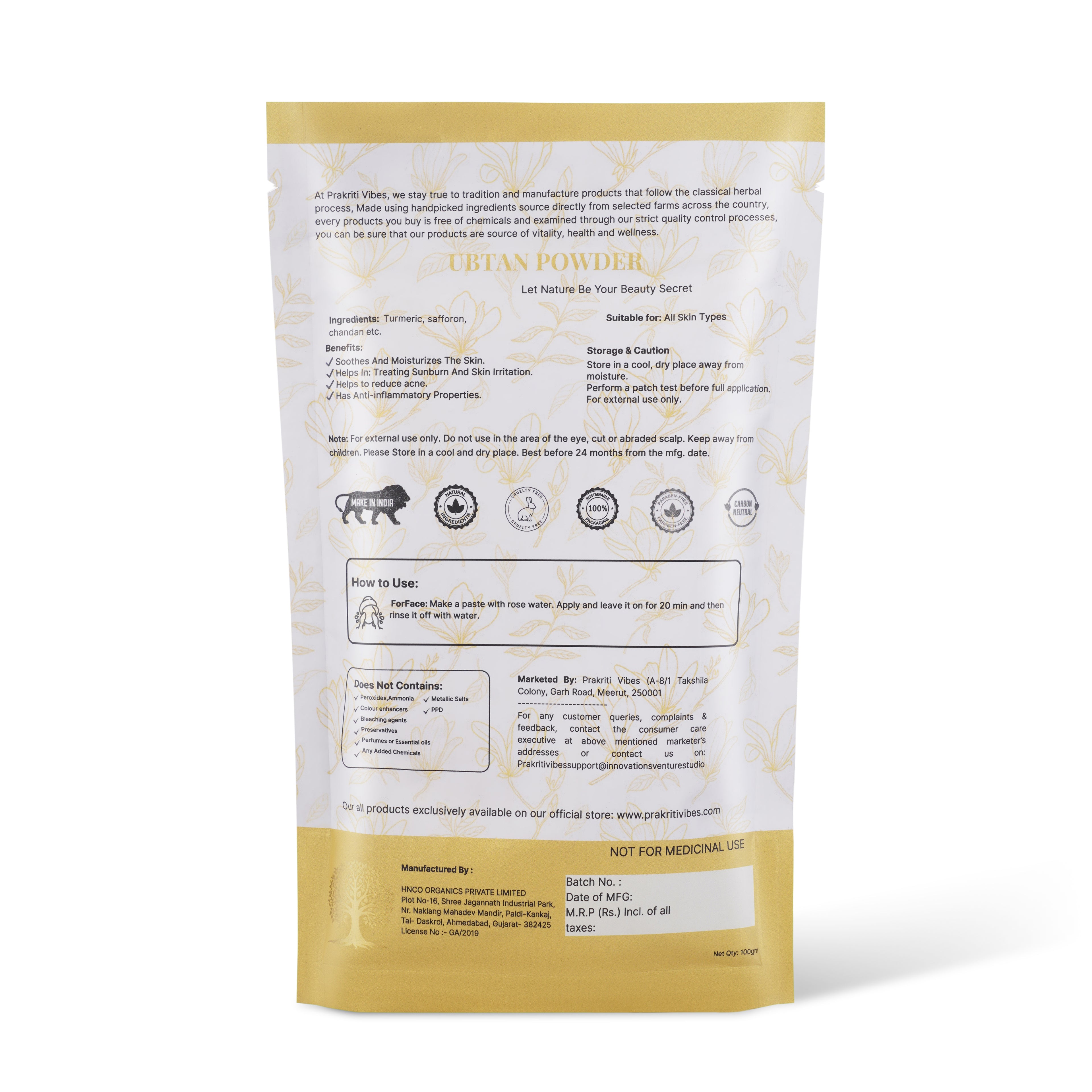 Natural Ubtan Powder - 100gm